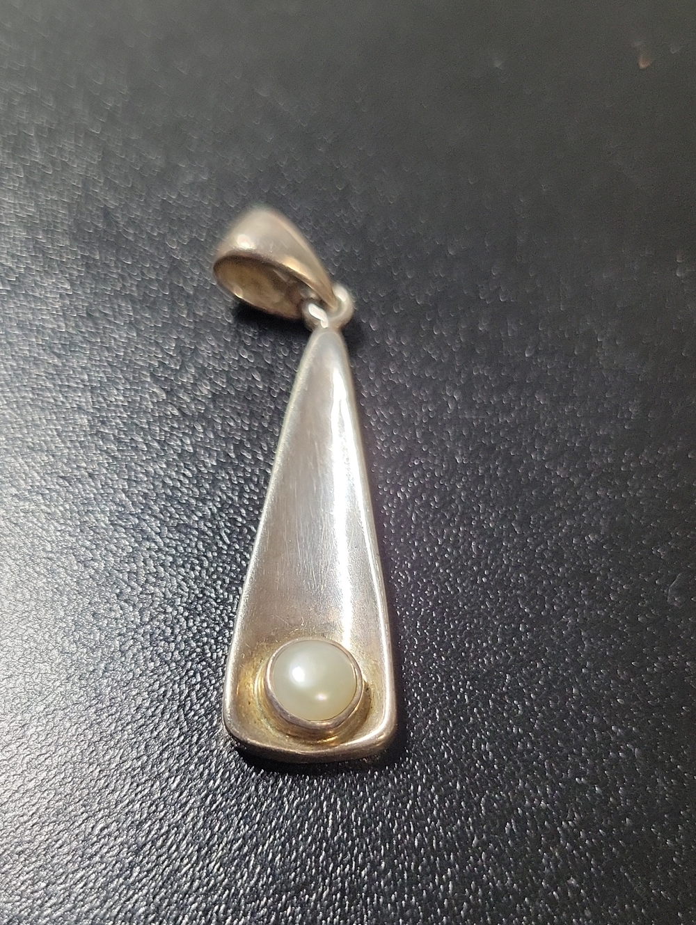 Silver Teardrop Pendant with Pearl Accent